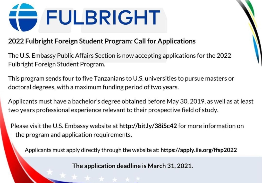 Fulbright Foreign Student Program 2022-2023 For Tanzanian