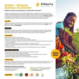 SHEBA – ShEquity Business Accelerator Program 2021