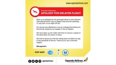 Uganda Airlines apologizes to passengers