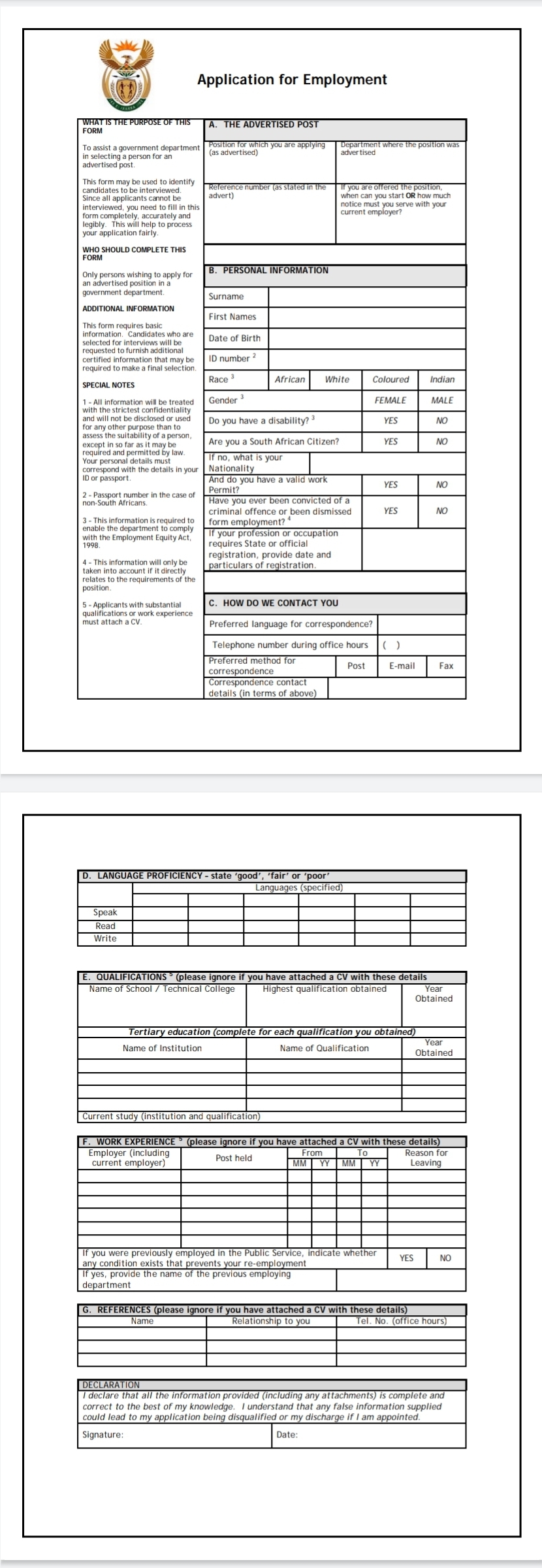 Z83 Form 2022 Online Download PDF File