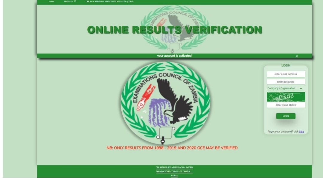 ECZ online verification of results (ORVS)