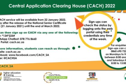 Central Application Clearing House (CACH) 2022 CACH Application 2022 and Status Check for Grade 12 SA Youths