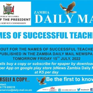 List of recruited teachers in zambia 2022