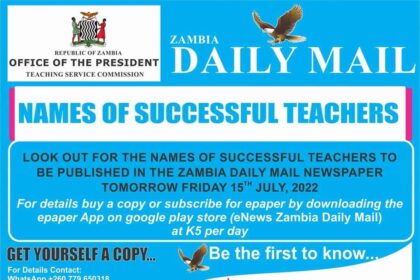List of recruited teachers in zambia 2022