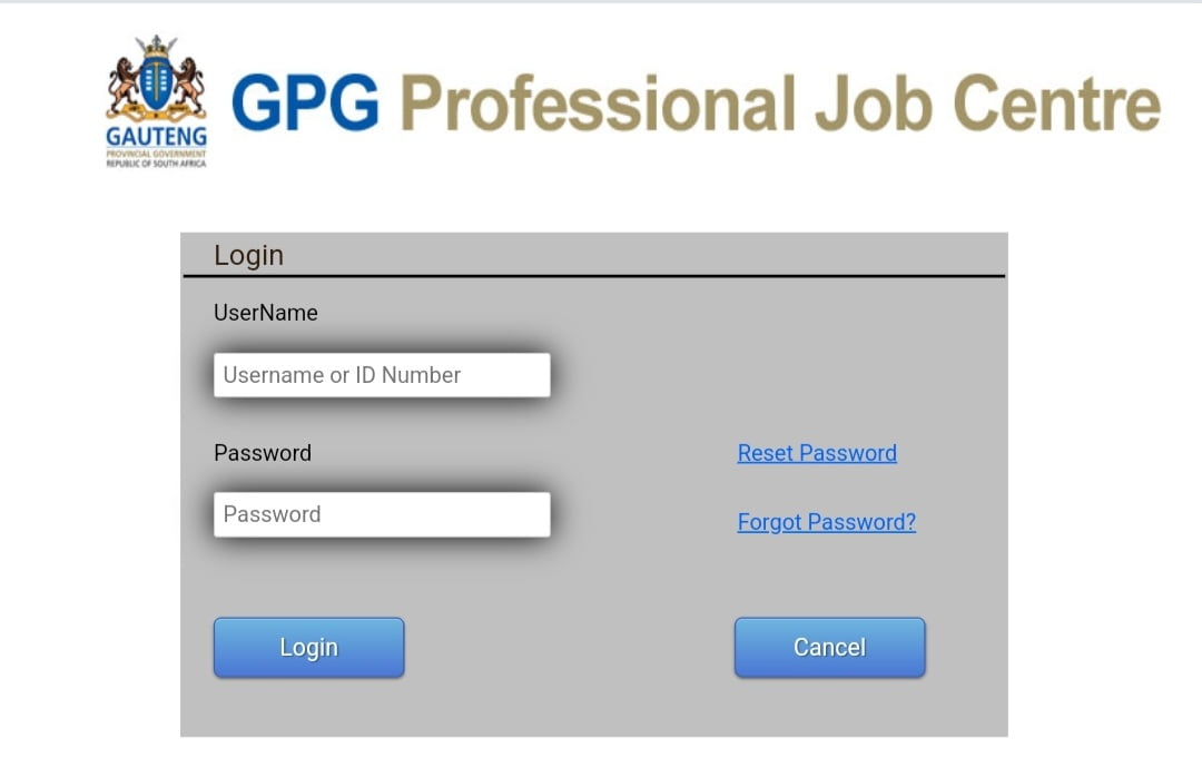 GPG Professional Job Centre (https://jobs.gauteng.gov.za/)