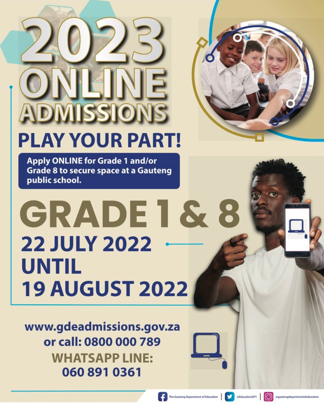Gauteng online registration for Grades 1 and 8 opens