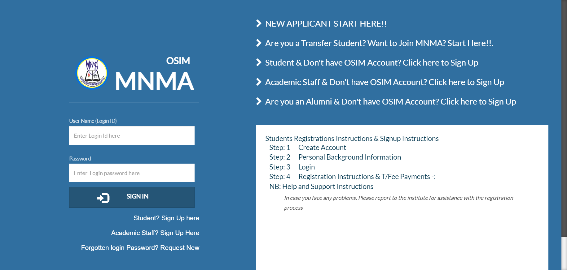 MNMA Online Application System 2023/2024