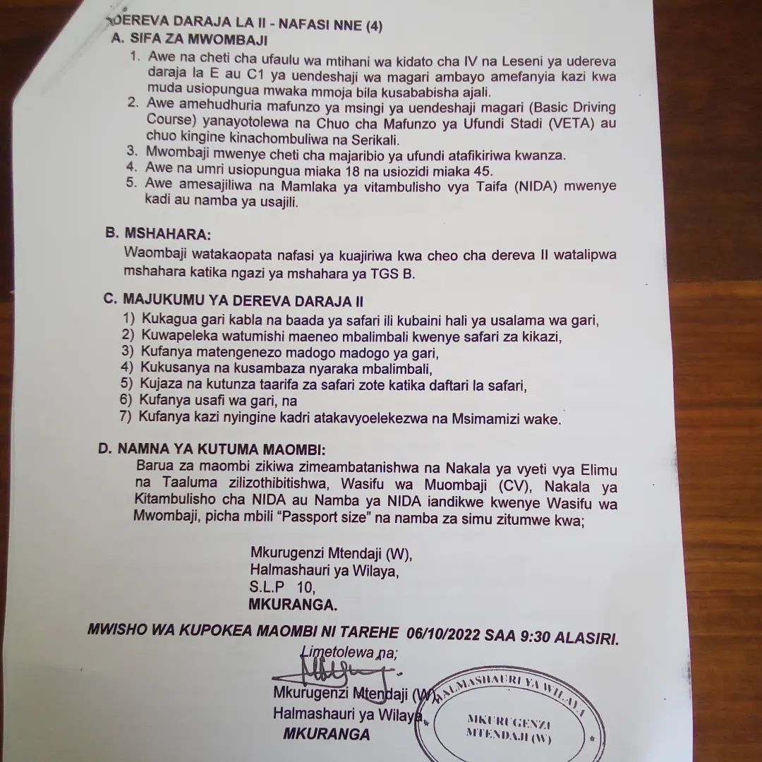 7 Job Vacancies Mkuranga Municipal Council