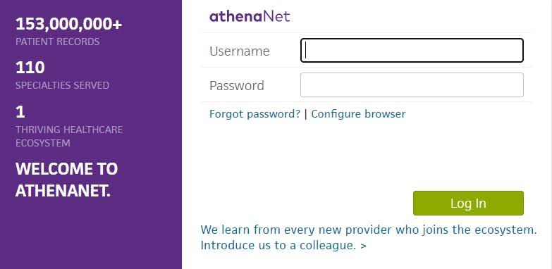 Athena Provider Login EnewResult