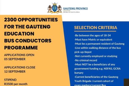 RECRUITMENT OF 2300 UNEMPLOYED YOUTH FOR THE GAUTENG EDUCATION BUS CONDUCTORS PROGRAMME