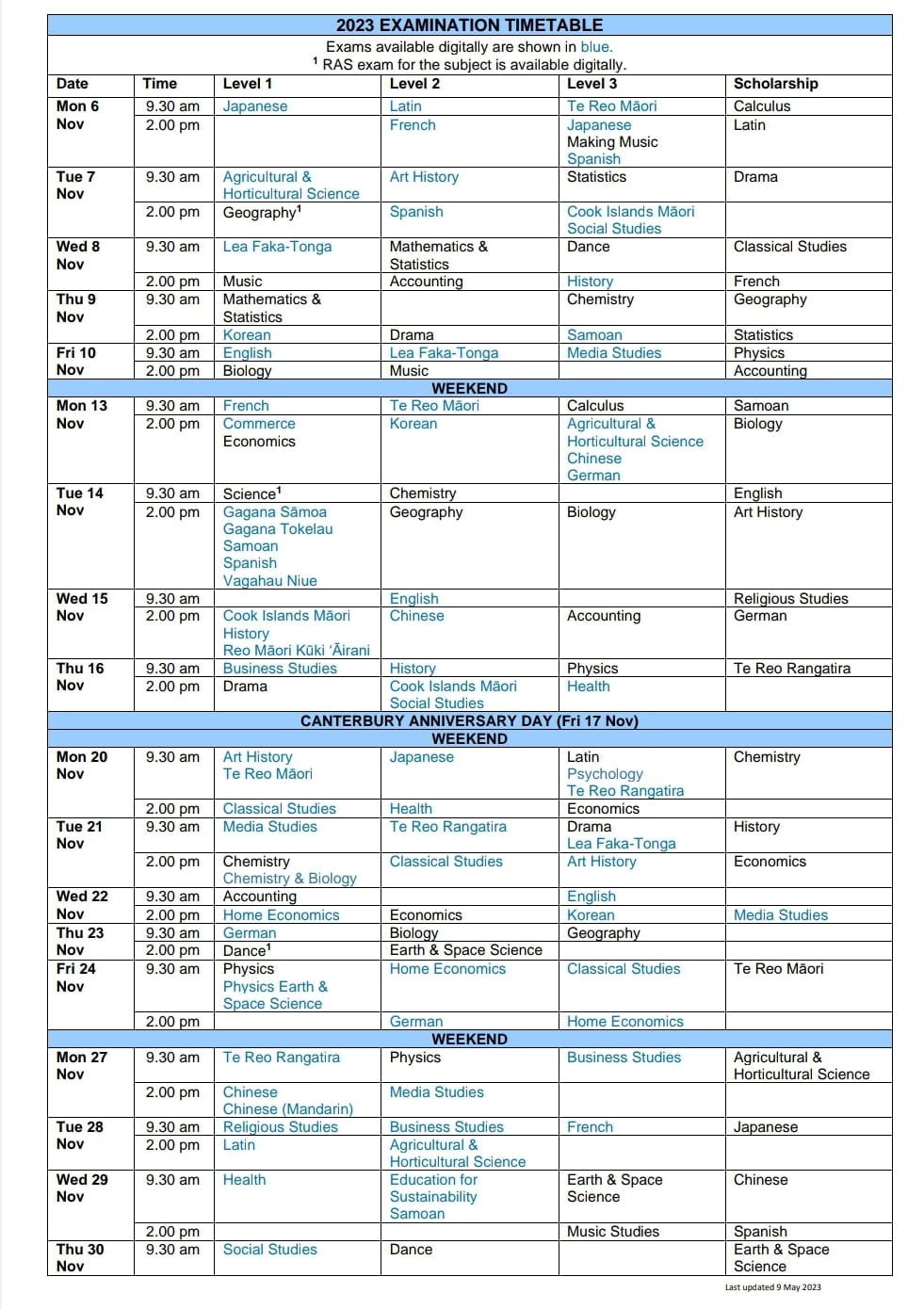 Ncea Exam Timetable 2025 Shina Dorolisa