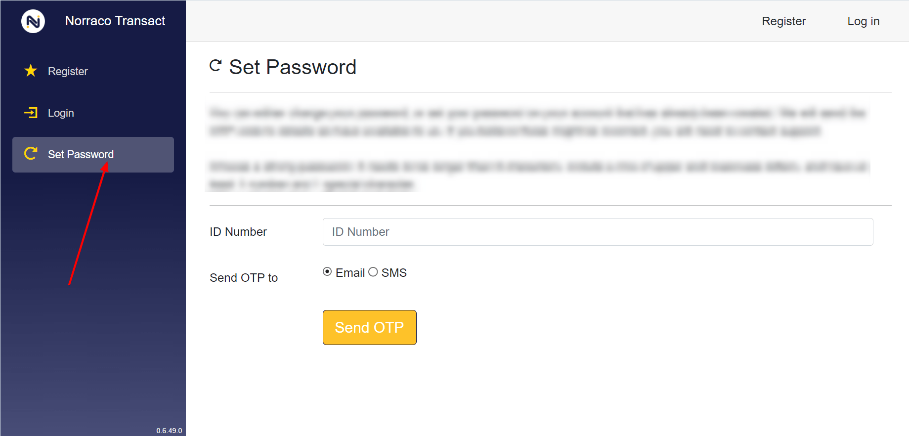 Norraco Transact Set Password