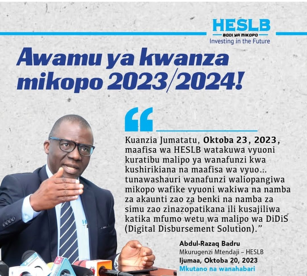 HESLB First Batch Loan Beneficiaries(Majina Ya Mkopo Awamu Ya Kwanza) 2023/2024