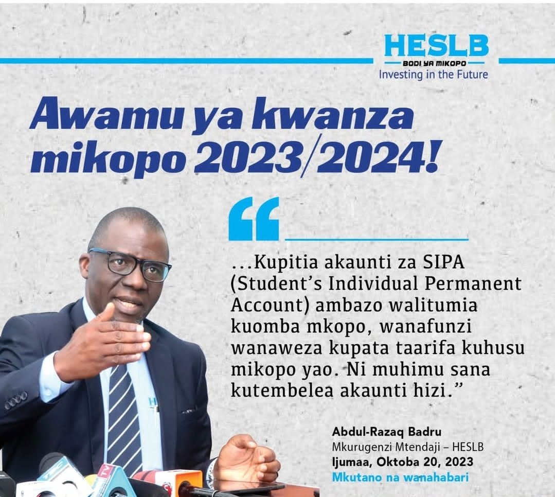 HESLB First Batch Loan Beneficiaries(Majina Ya Mkopo Awamu Ya Kwanza) 2023/2024