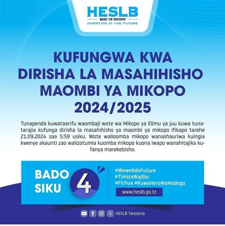 Closing of the HESLB Revision Window for 2024/2025 Loan Applications