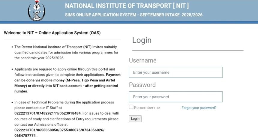 NIT Online Application 2025/2026