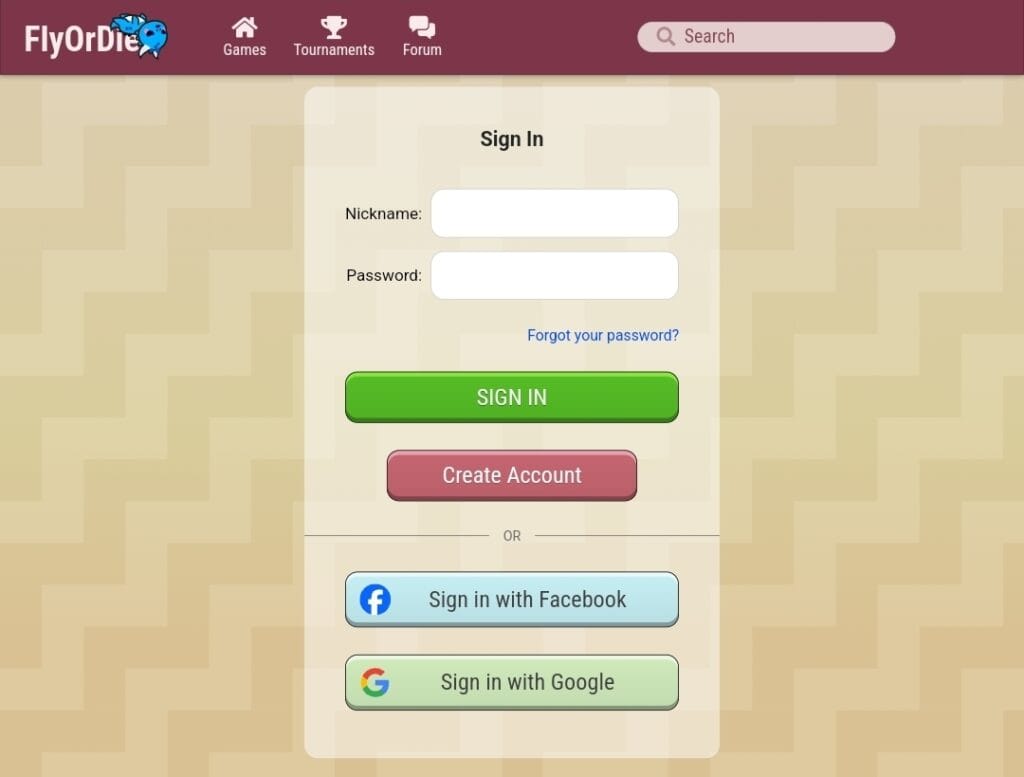 FlyOrDie Login
