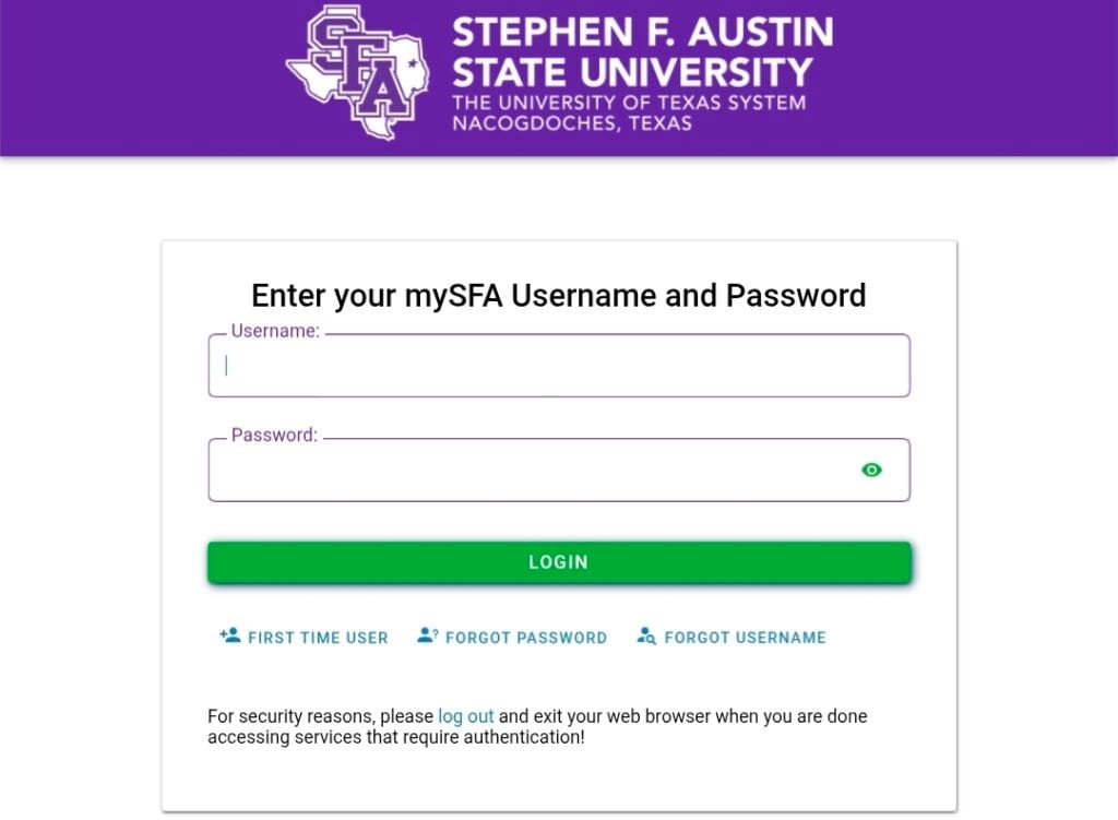mySFA Login Portal