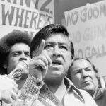 FILE – In this Sept. 16, 1975 file photo, head of the United Farm Workers Union Cesar Chavez speaks at the headquarters for the state Agriculture Labor Relations Board board to call for the resignation of Walter Kintz, legal counsel for the board, in Sacramento, California. Chavez was born near Yuma, Arizona on March 31, 1927 and died in 1993. (AP Photo, File)