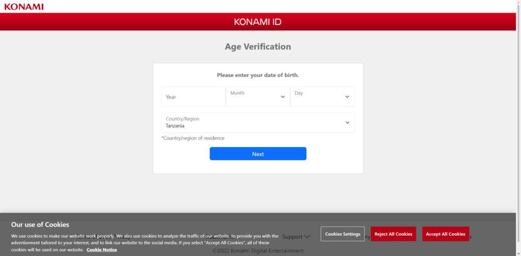 Konami Login Register