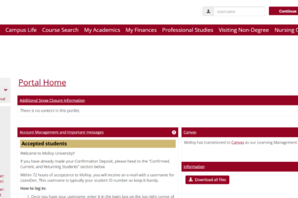 Molloy Lion Den Login