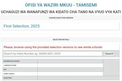 TAMISEMI Form Five Selection Online PDF Download 2026/2027