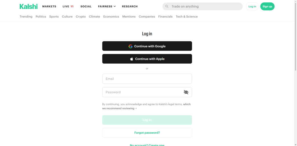 Kalshi Login and Sign Up