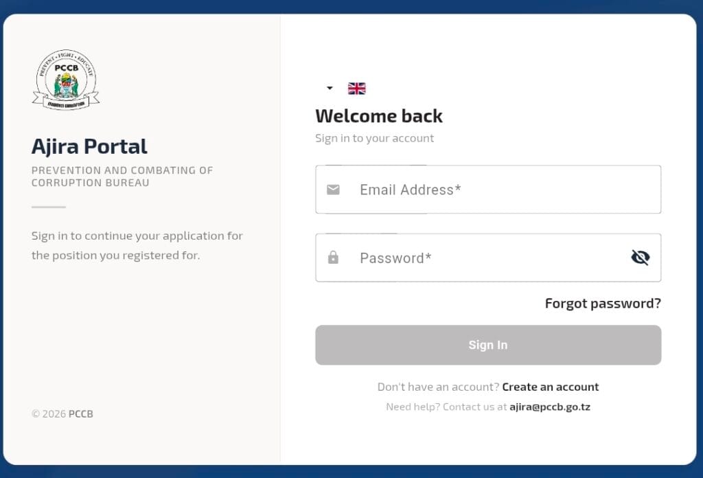 PCCB Portal Login & Register (Ajira PCCB)
